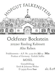 Hofgut Falkenstein Ockfener Bockstein Kabinett Alte Reben AP 22 Mia 2022